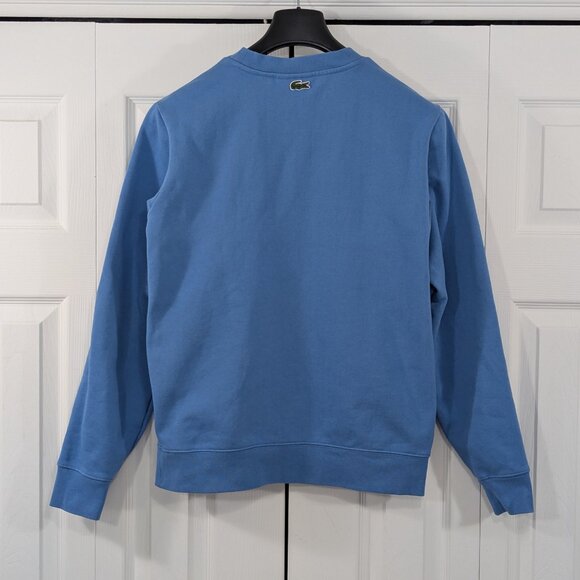 Lacoste Blue Crewneck Sweatshirt with large crackled Print Logo - Picture 3 of 14
